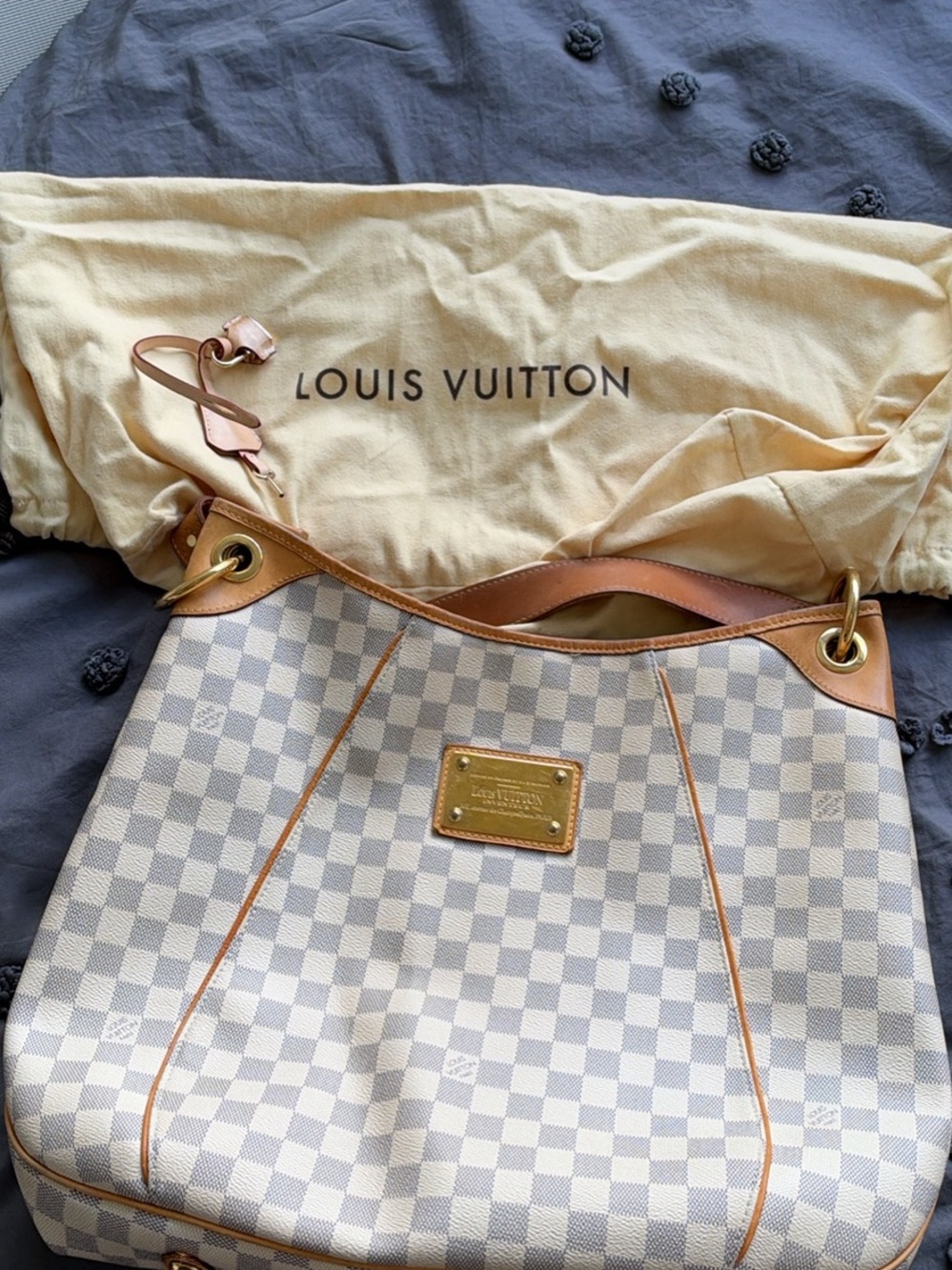 Louis Vuitton Damier Azur Shoulder Bag - White and Tan Trim
